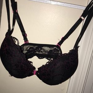 Bebe Black and pink lace bra